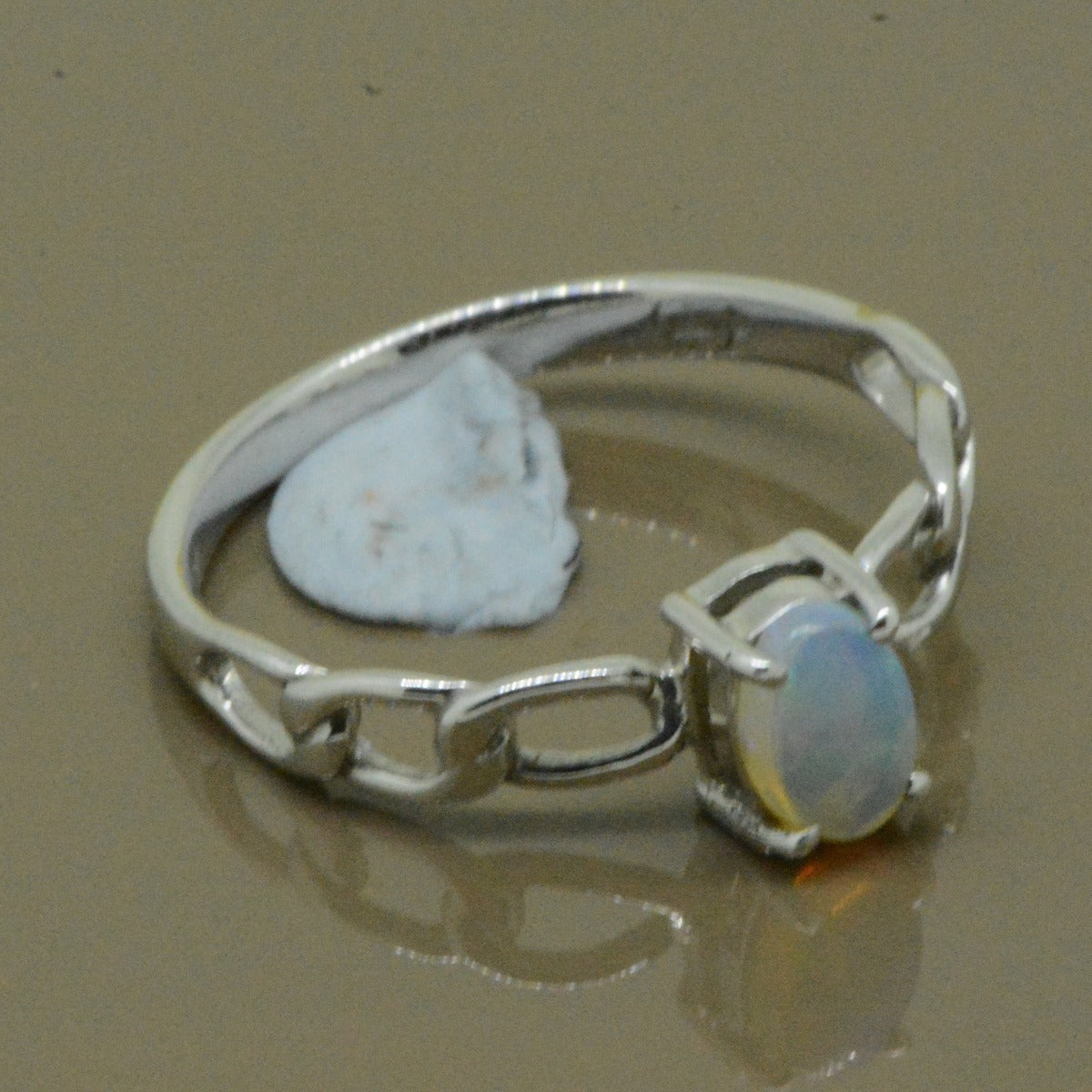 Crystal Opal Ring White Gold