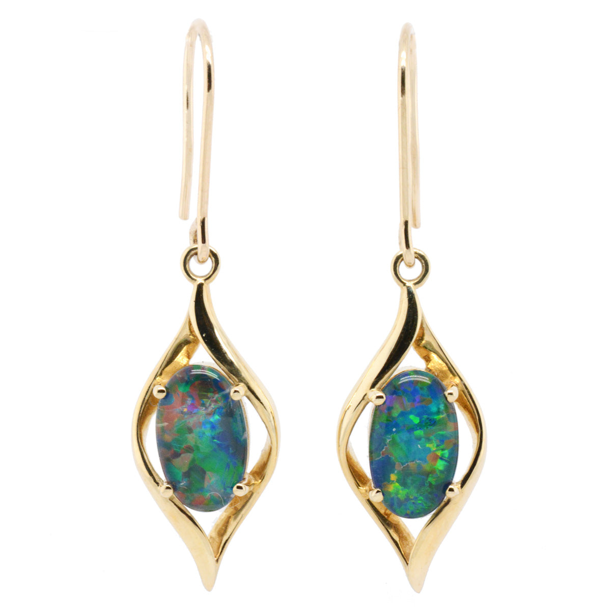 9ct Yellow Gold Triplet Opal Earrings (GTE0664)