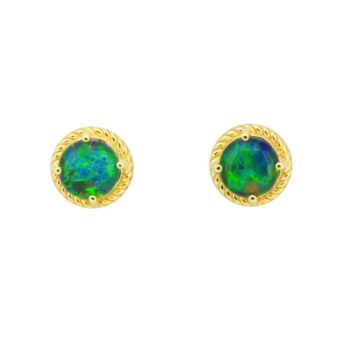 9ct Yellow Gold Triplet Opal Earrings (te7426)