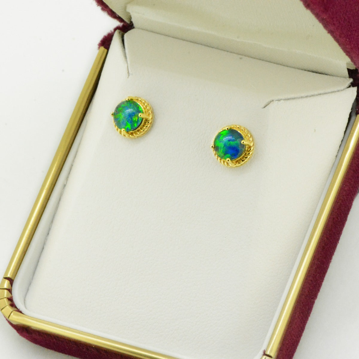 9ct Yellow Gold Triplet Opal Earrings (te7426)