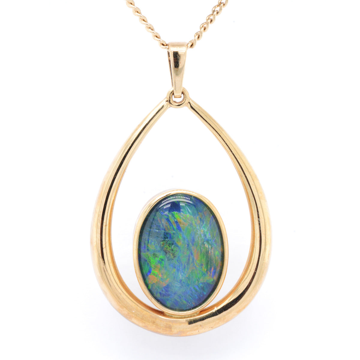 9ct Tear Drop Triplet Opal Australian Pendant