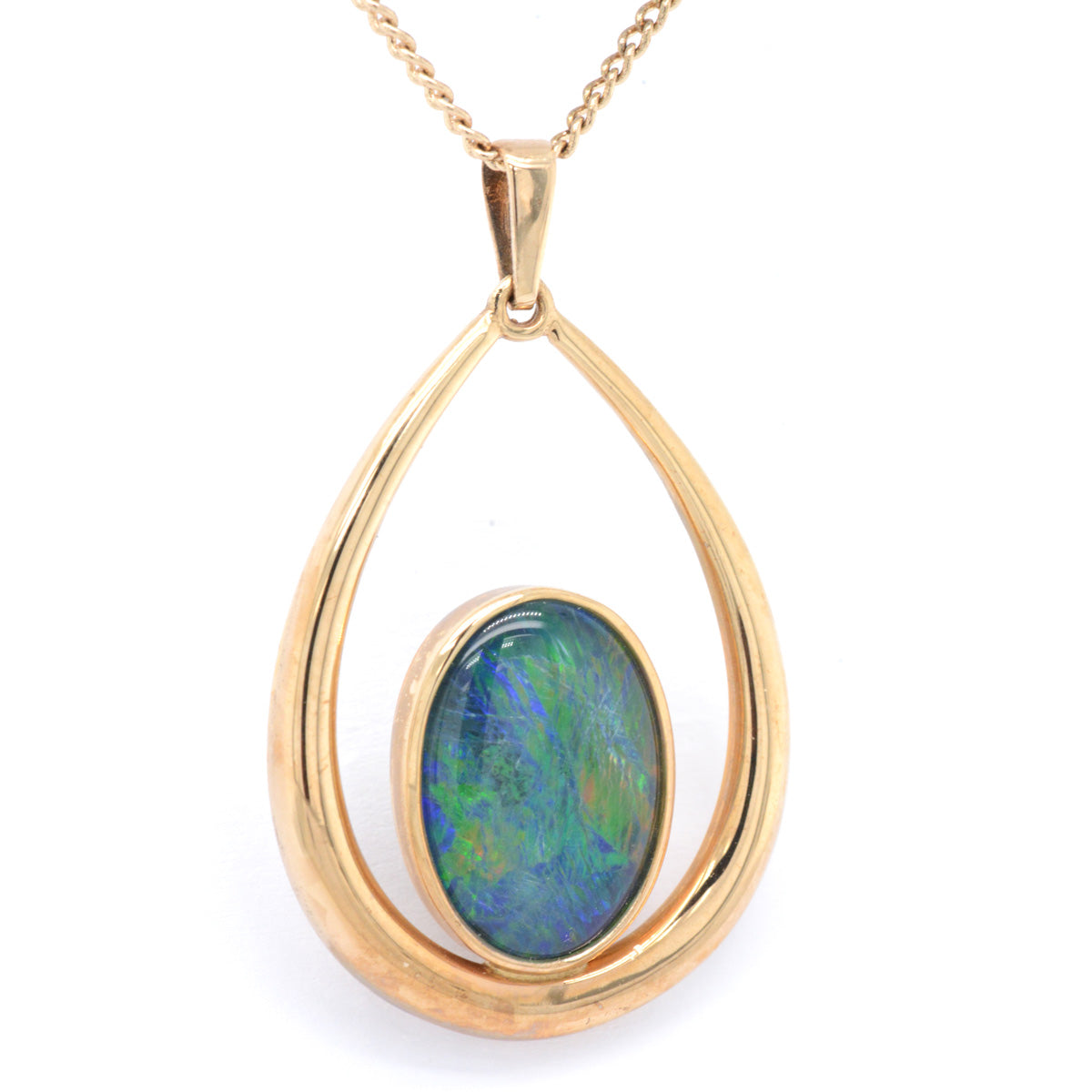 9ct Tear Drop Triplet Opal Australian Pendant