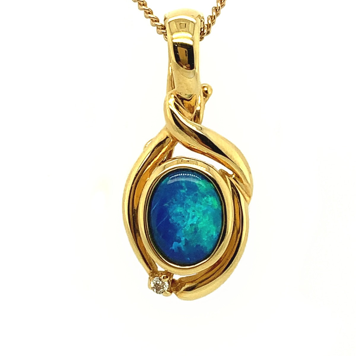 18ct Yellow Gold Doublet Opal Pendant (dp108)