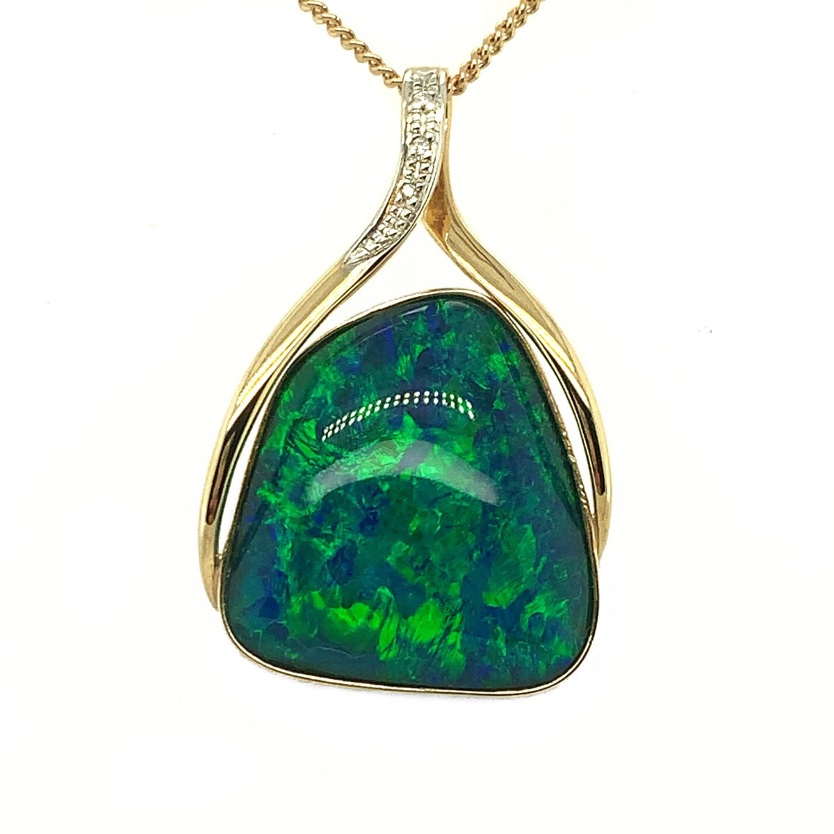 9ct Yellow Gold Triplet Opal Pendant with diamonds