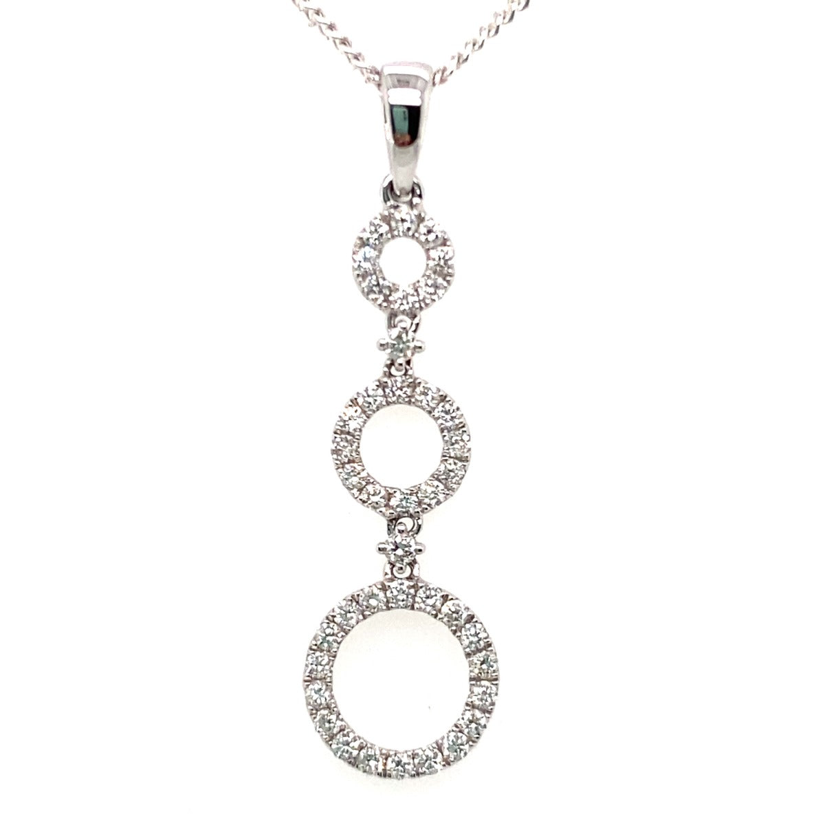 0.46ct Triple Circle Diamond Pendant Set in 18ct White Gold