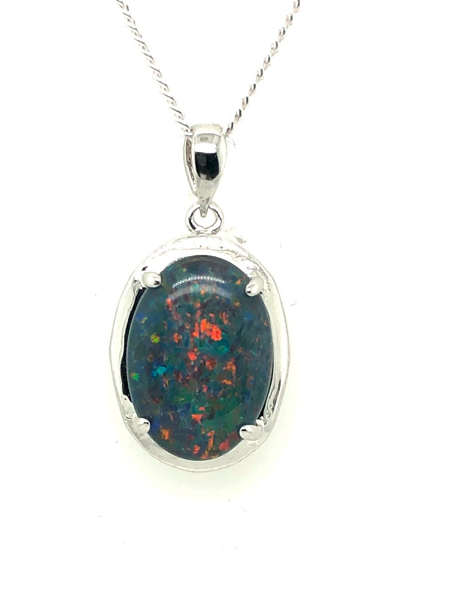 Sterling silver triplet opal pendant (sstp5a)