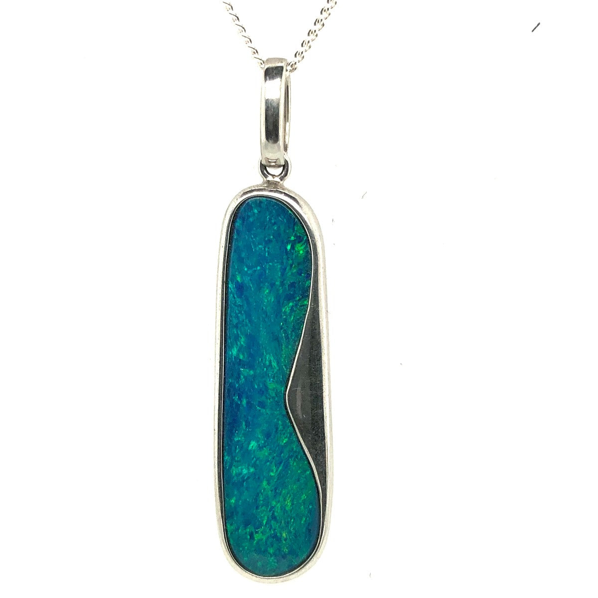 Sterling Silver Doublet Opal Pendant (33x8)