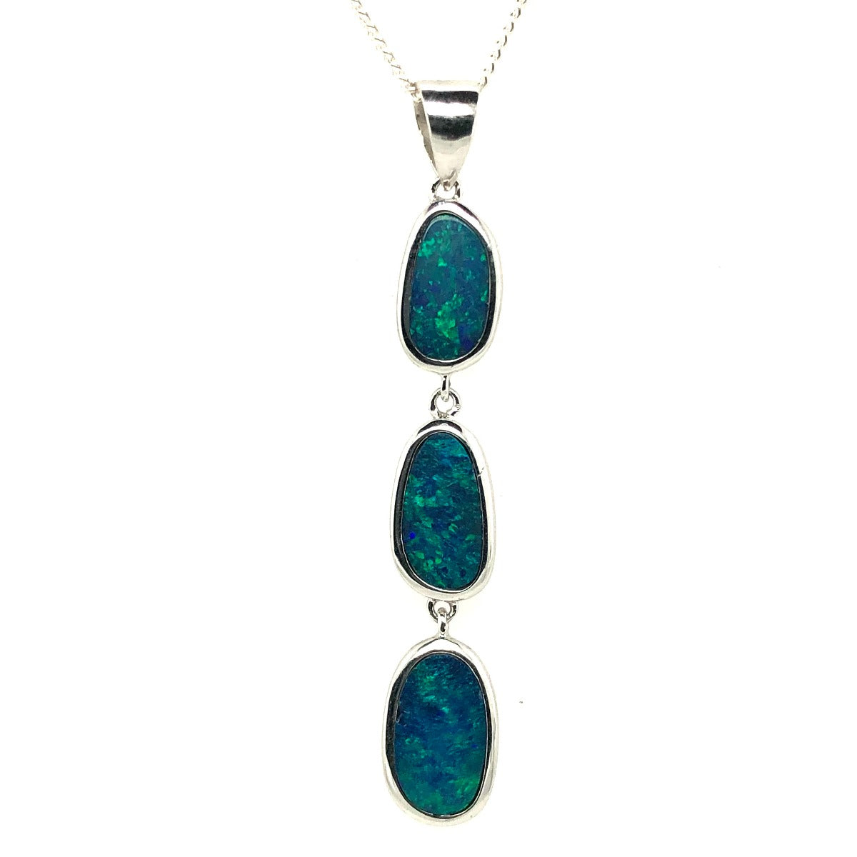 Sterling Silver Multi Stoned Doublet Opal Pendant