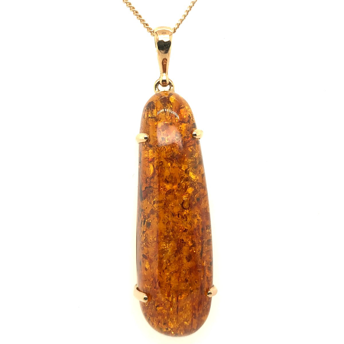 9ct Gold Amber Pendant (ambp72)