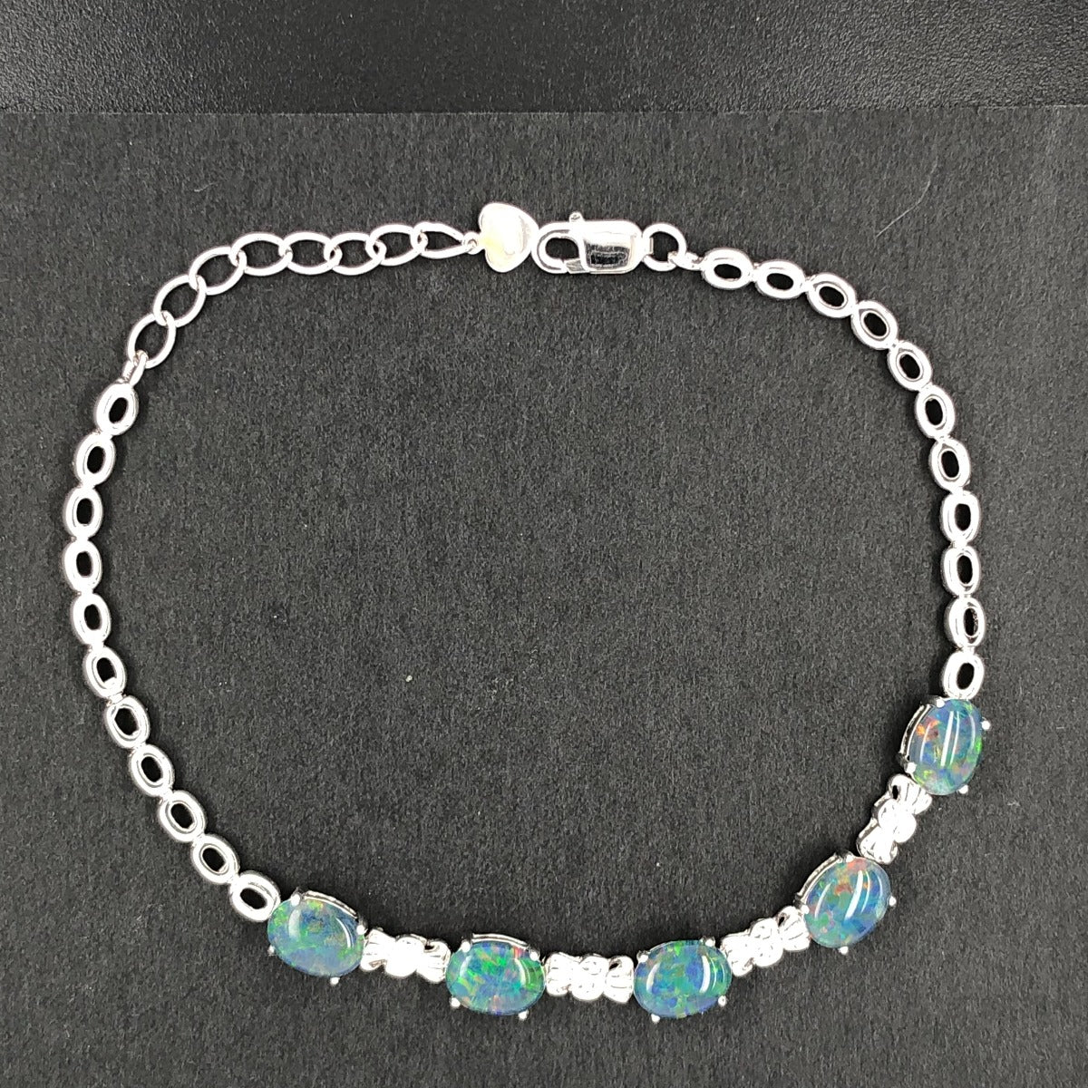 Sterling Silver 5 Triplet Opals Bracelet (sstbrac5166)