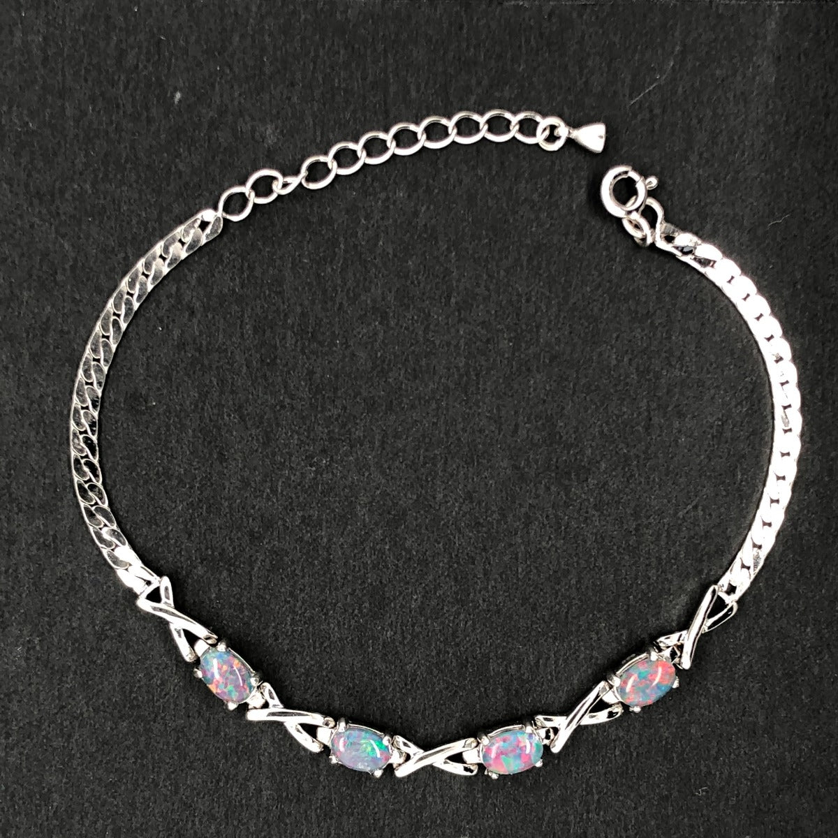 Sterling Silver 4 Triplet Opal Bracelet (6x4)