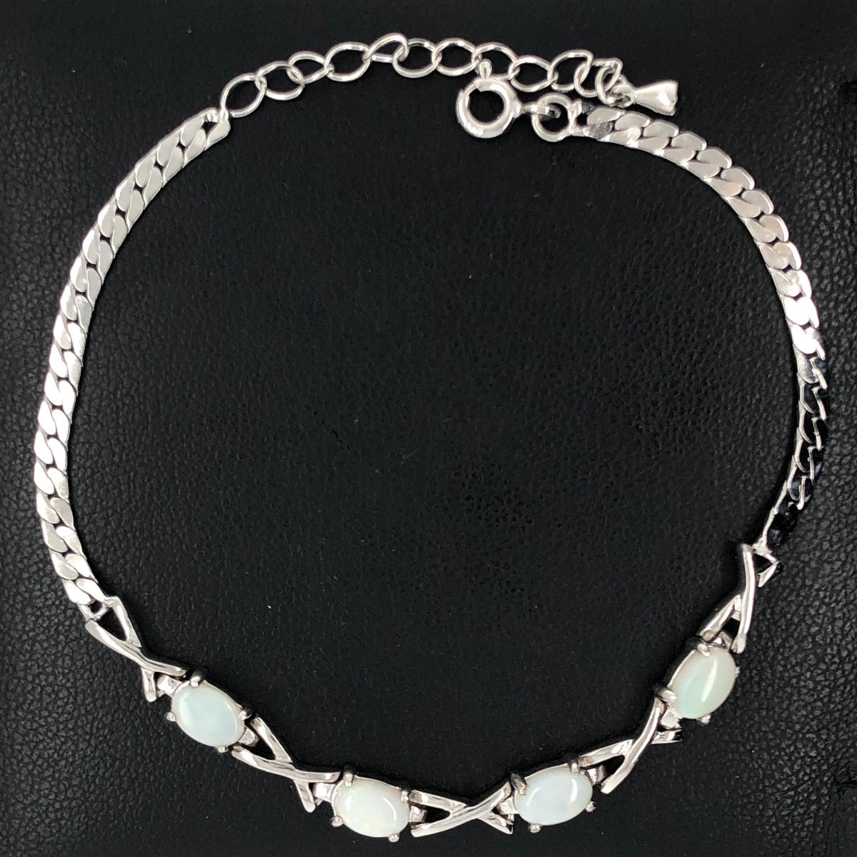 Sterling Silver Solid 4 Opal Bracelet (sssbra5172)