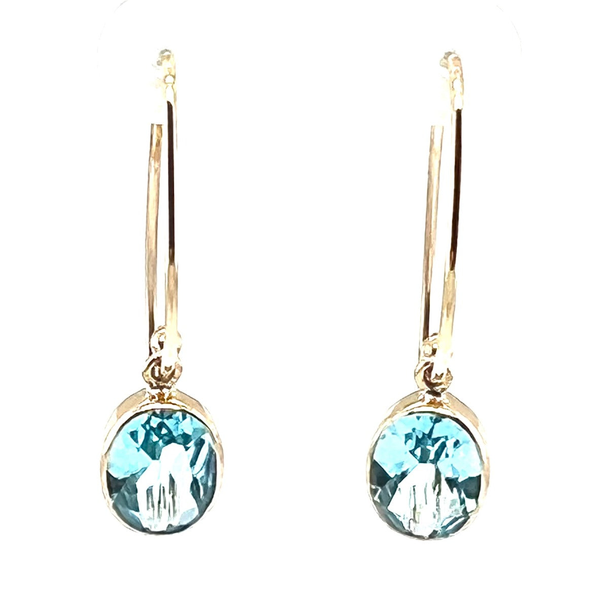 9ct Yellow Gold Blue Topaz Earrings (bluetear12)