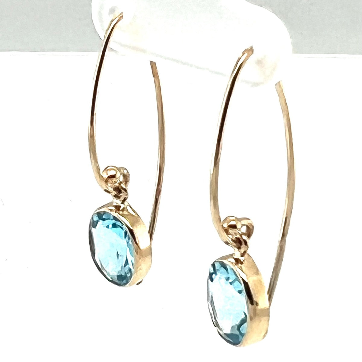 9ct Yellow Gold Blue Topaz Earrings (bluetear12)