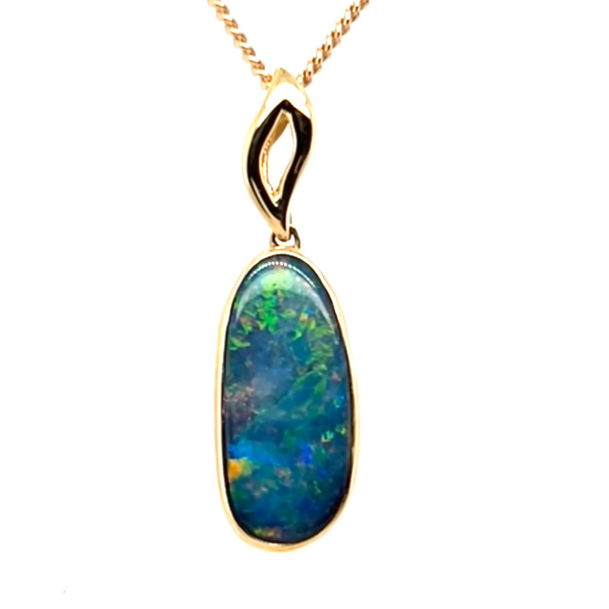 14ct Yellow Gold Doublet Opal Pendant (gdb2)