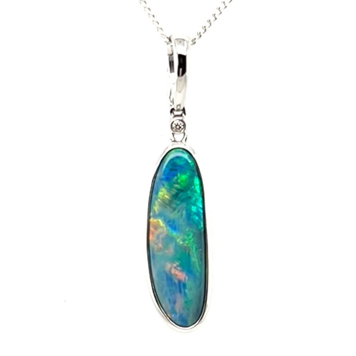 14ct White Gold Doublet Opal Pendant (gdp3502)