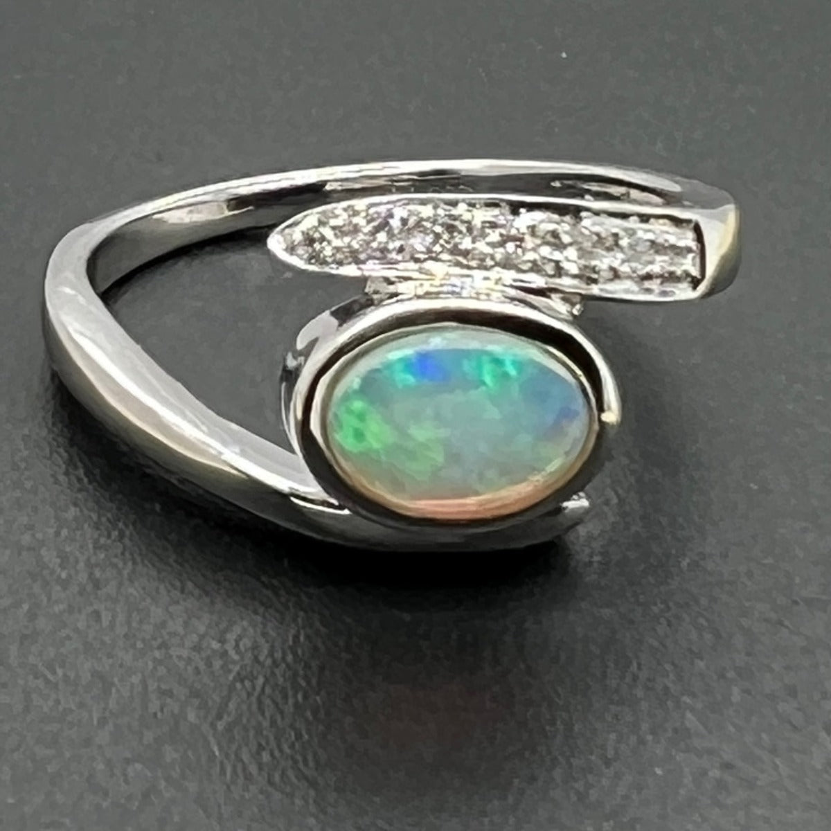 14ct White Gold Solid Opal Ring (sr7023)