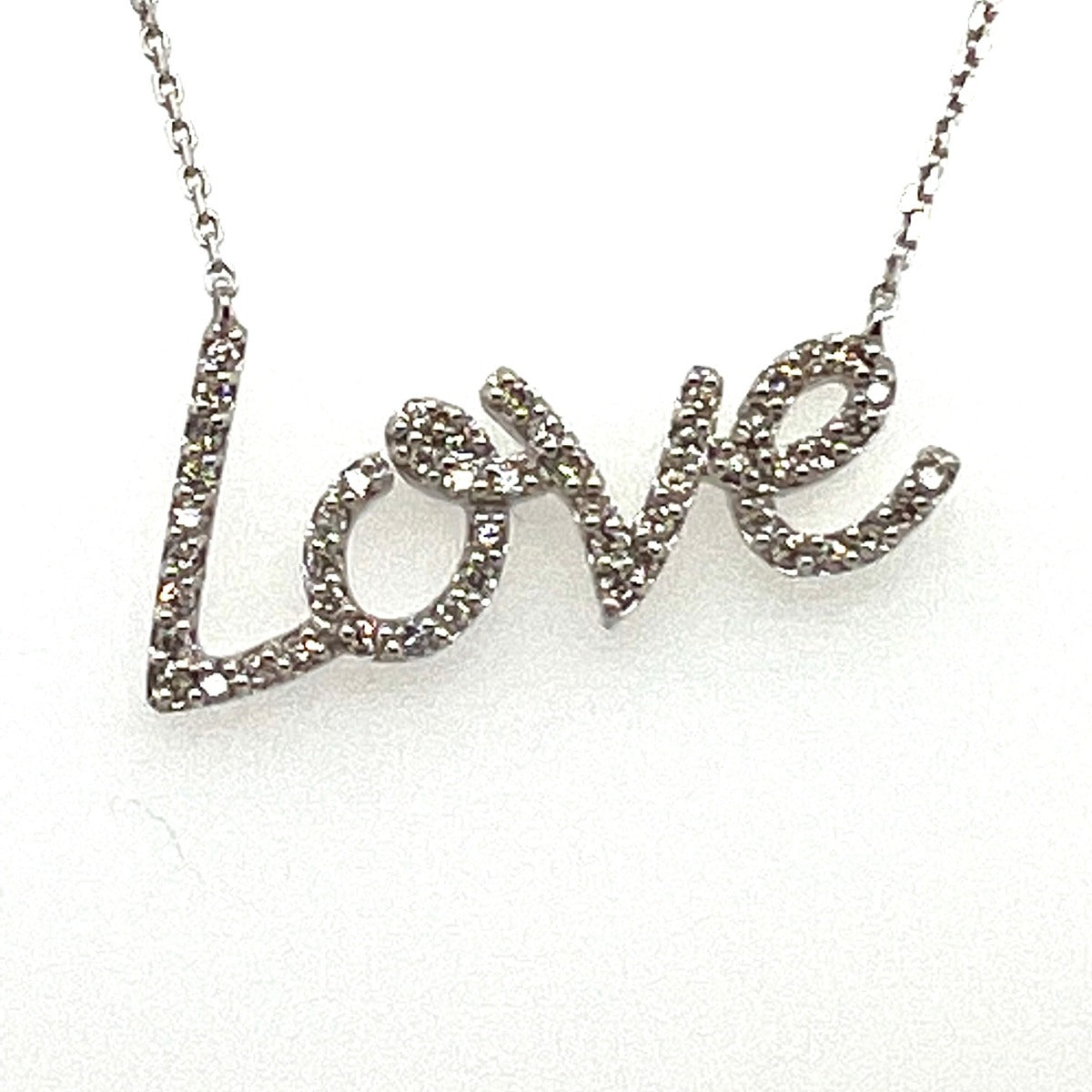 14ct white gold LOVE diamond necklace