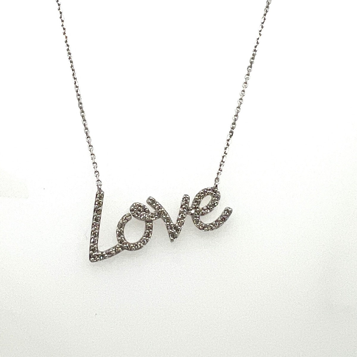 14ct white gold LOVE diamond necklace