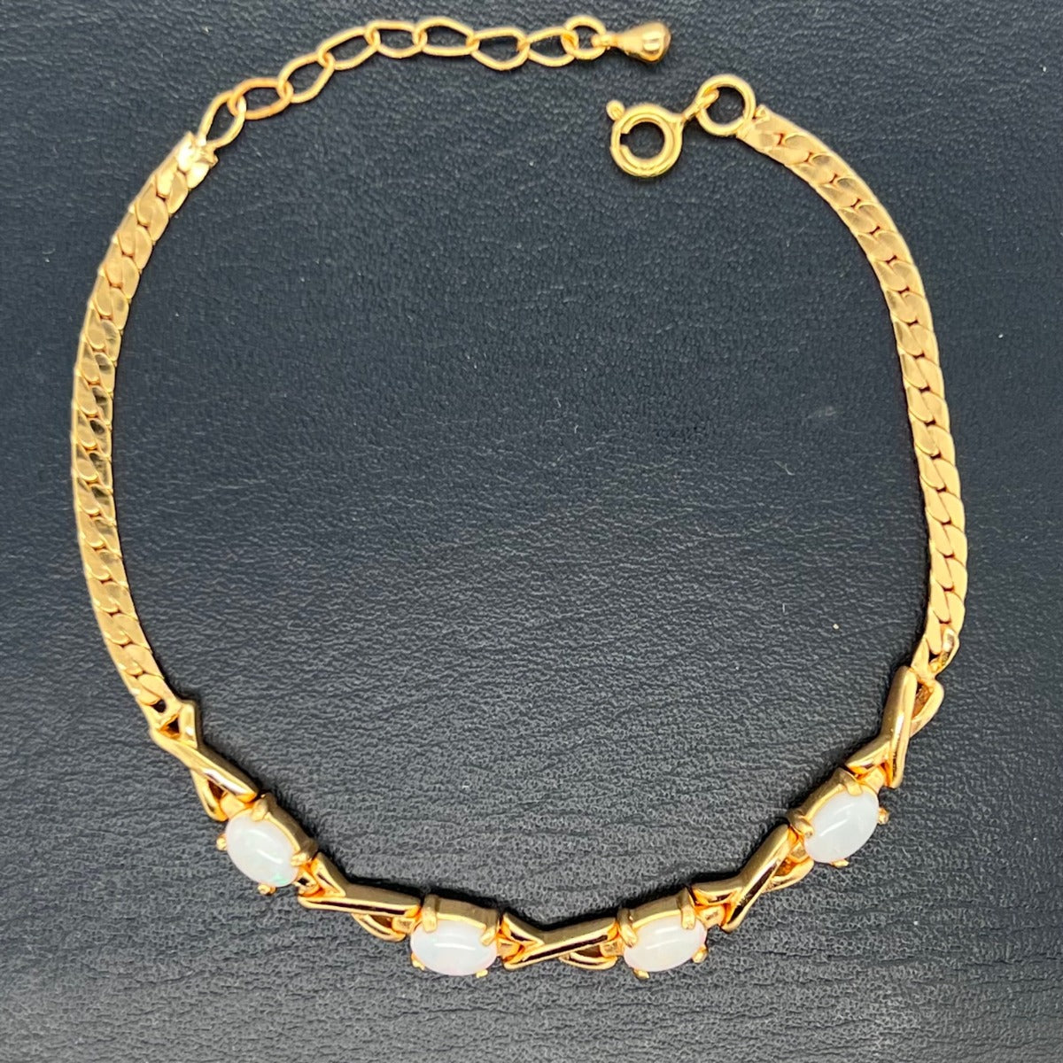 Gold Plated Solid Opal Bracelet (gpsbra110)