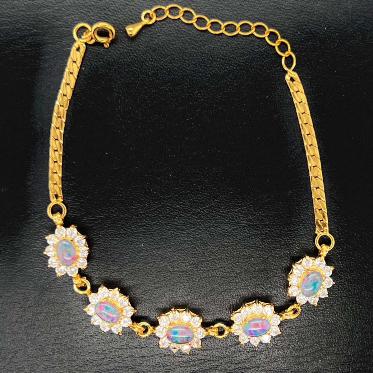 Gold Plated Triplet Opal Bracelet (gptbra115)