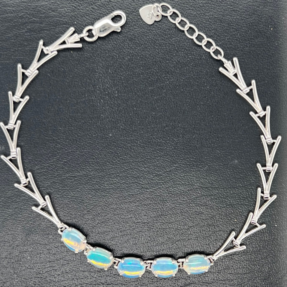 Sterling Silver Solid Opal Bracelet (7x5)