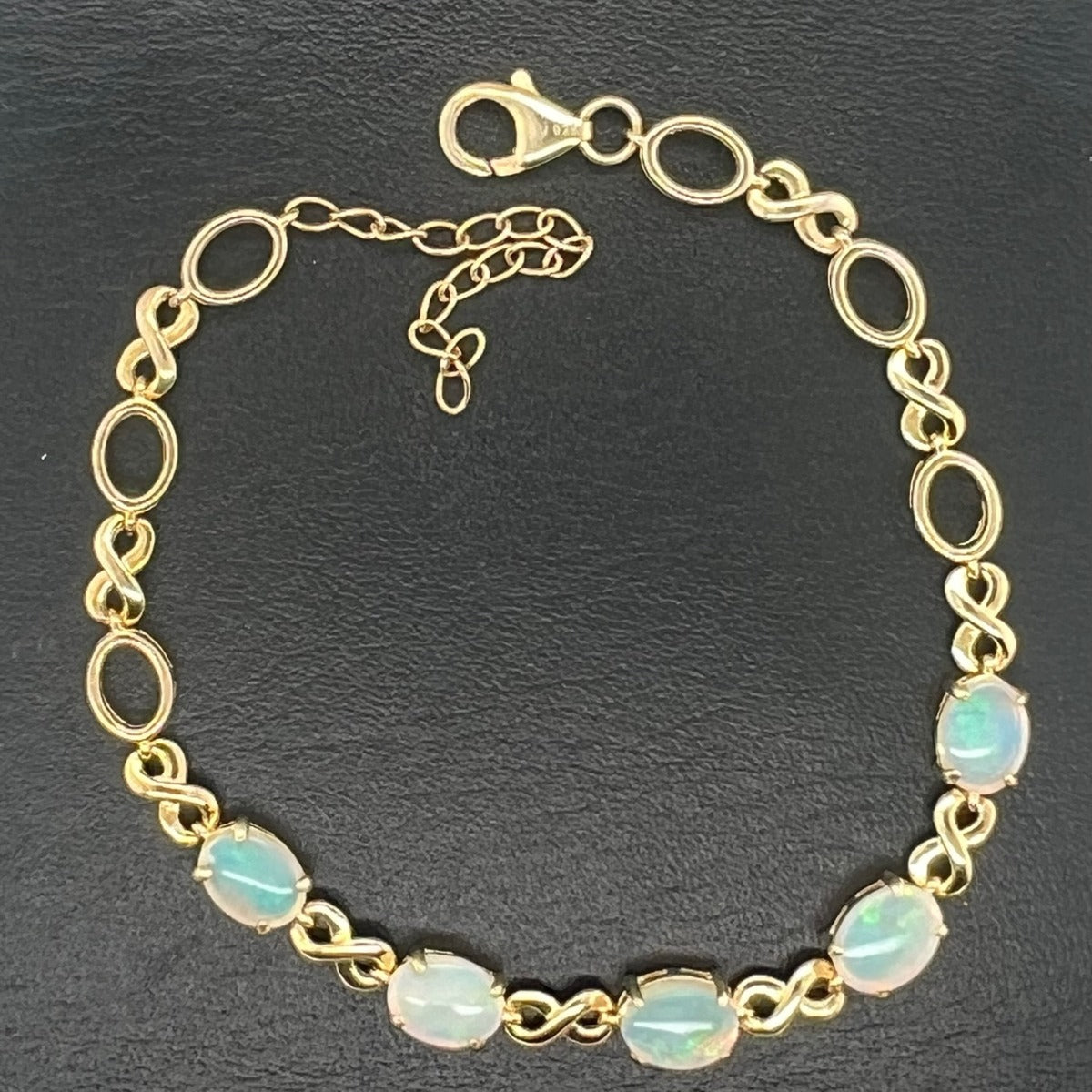 Gold Plated Solid Opal Bracelet (gpsbra1210)