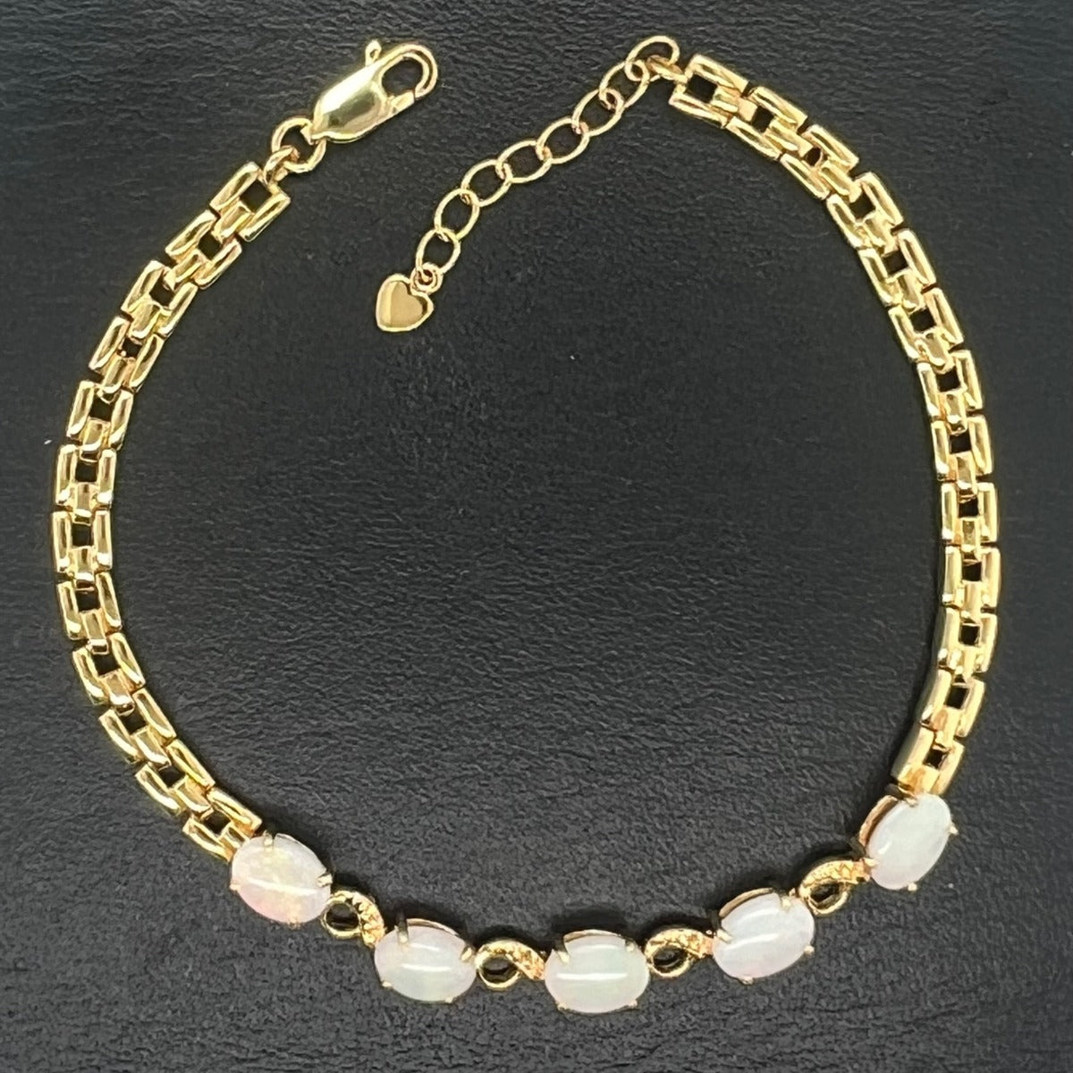 Gold Plated Solid Opal Bracelet (gpsbra1215)