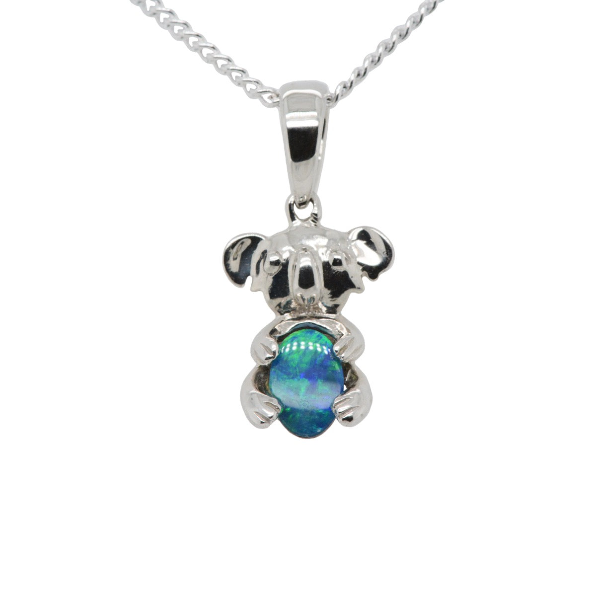 14ct White Gold Doublet Opal Pendant  Koala