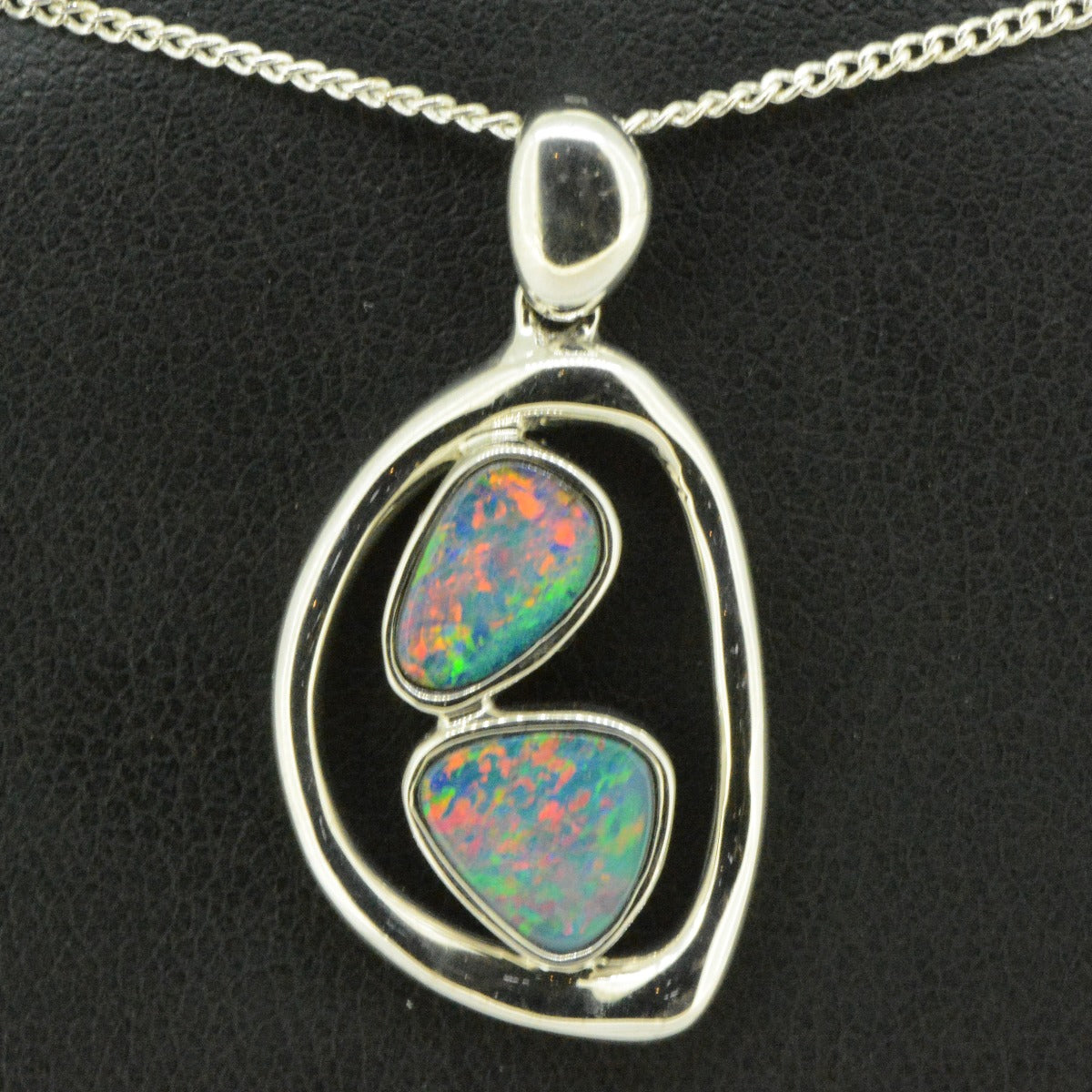 Sterling silver doublet opal with 2 free shaped opals