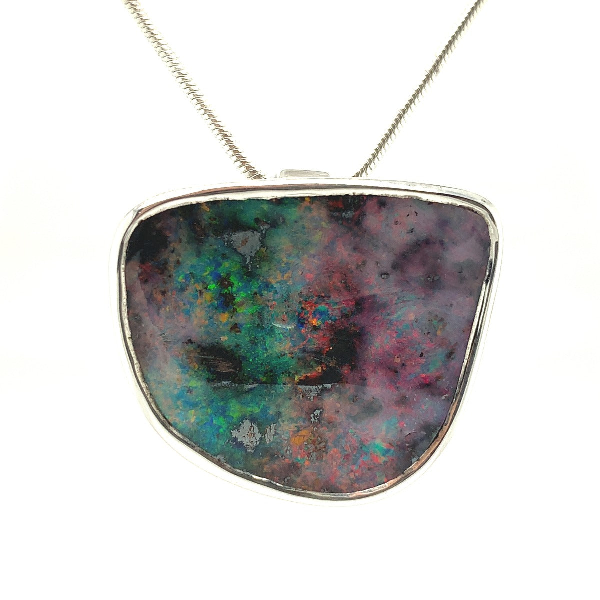 Sterling Silver Solid Opal Boulder Pendant