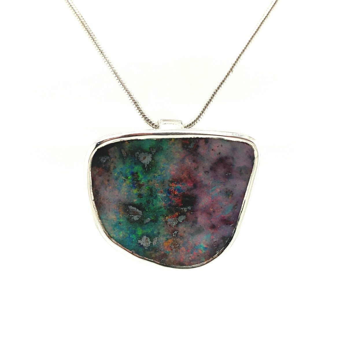 Sterling Silver Solid Opal Boulder Pendant