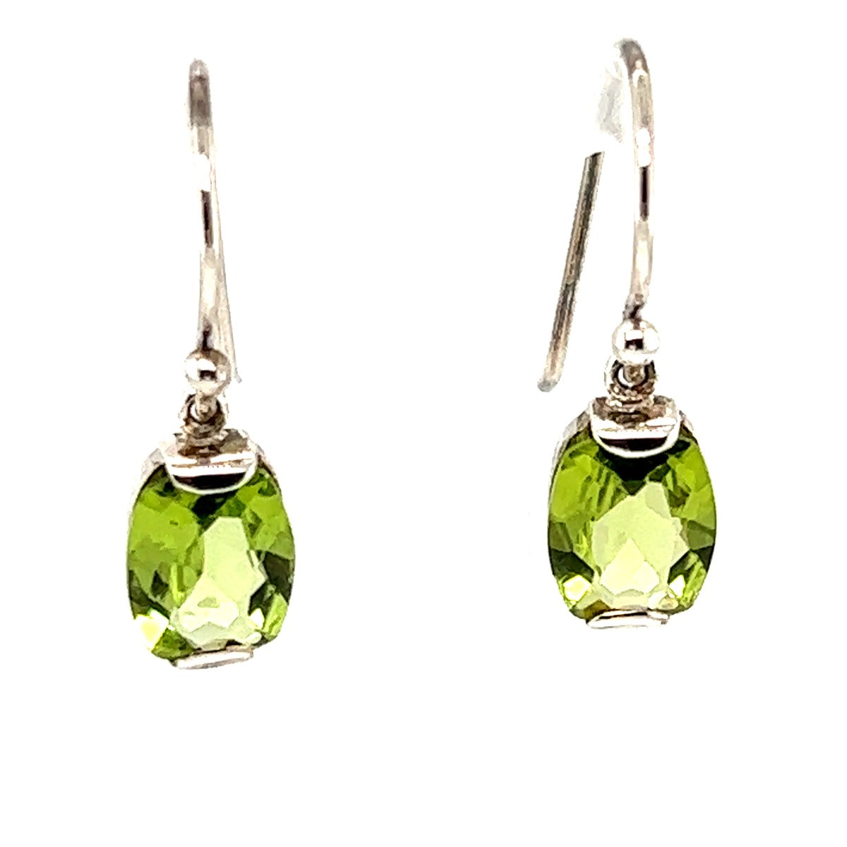 Oval Peridot Earrings in Sterling Silver (perear3)