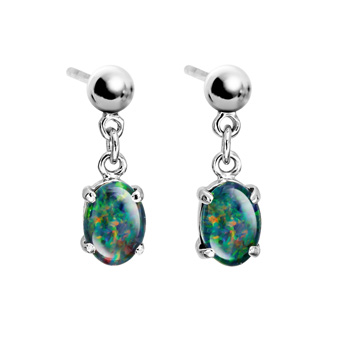 Sterling silver triplet opal hanging earrings(8x6)