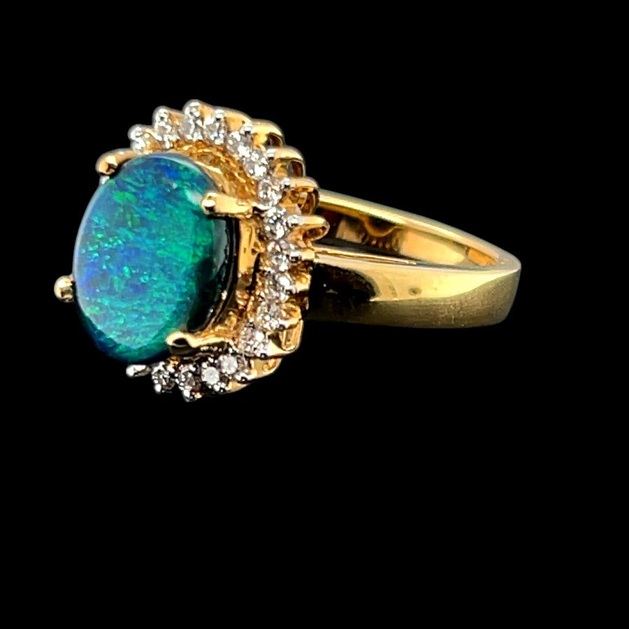 18ct Gold Black Opal Ring (sr808)