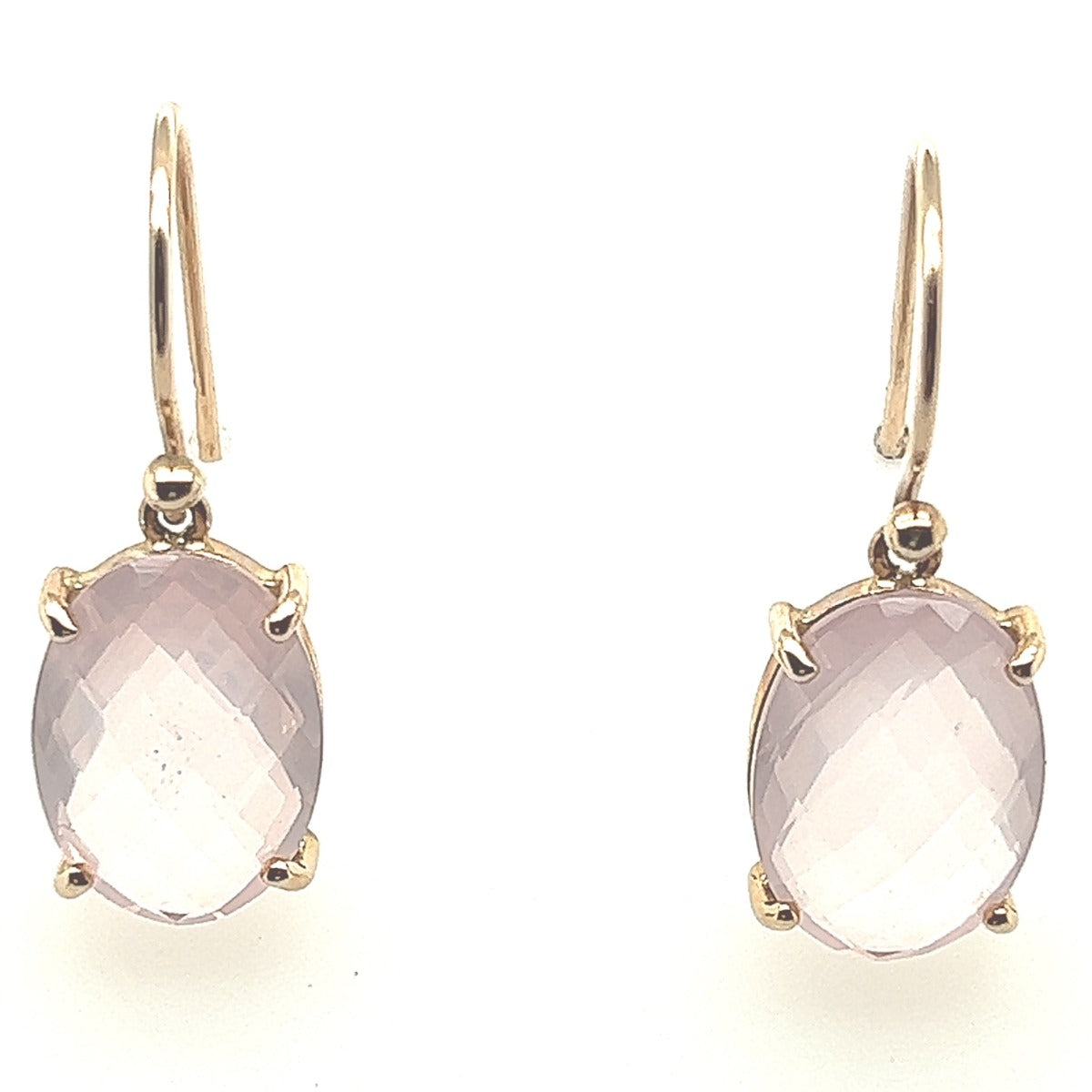 9ct Yellow Gold Rose Quartz Earrings (rqear1)