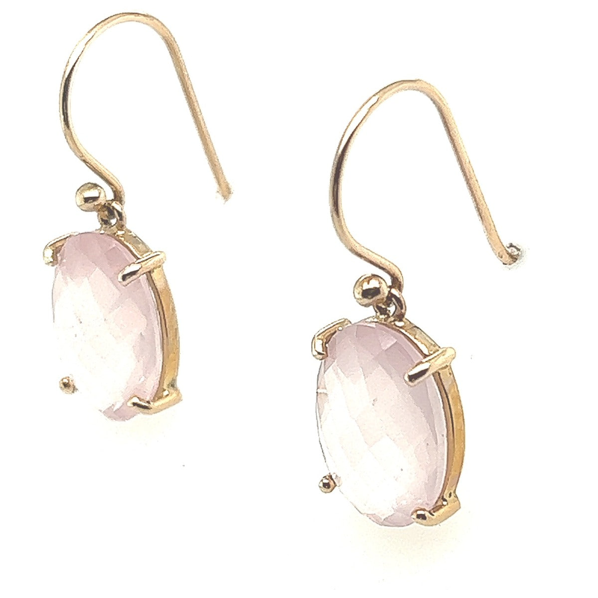 9ct Yellow Gold Rose Quartz Earrings (rqear1)