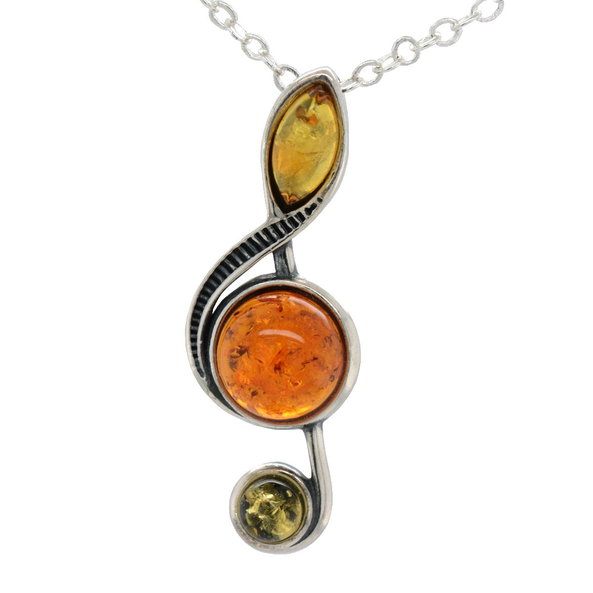 Sterling Silver Amber Music Note Pendant (SAP206)