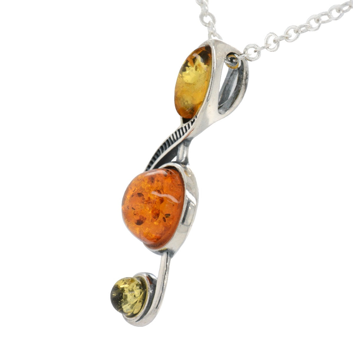 Sterling Silver Amber Music Note Pendant (SAP206)