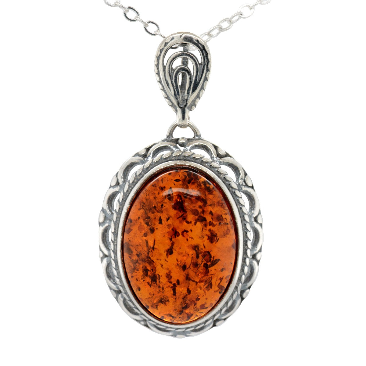 Sterling Silver Amber Pendant (SAP207)