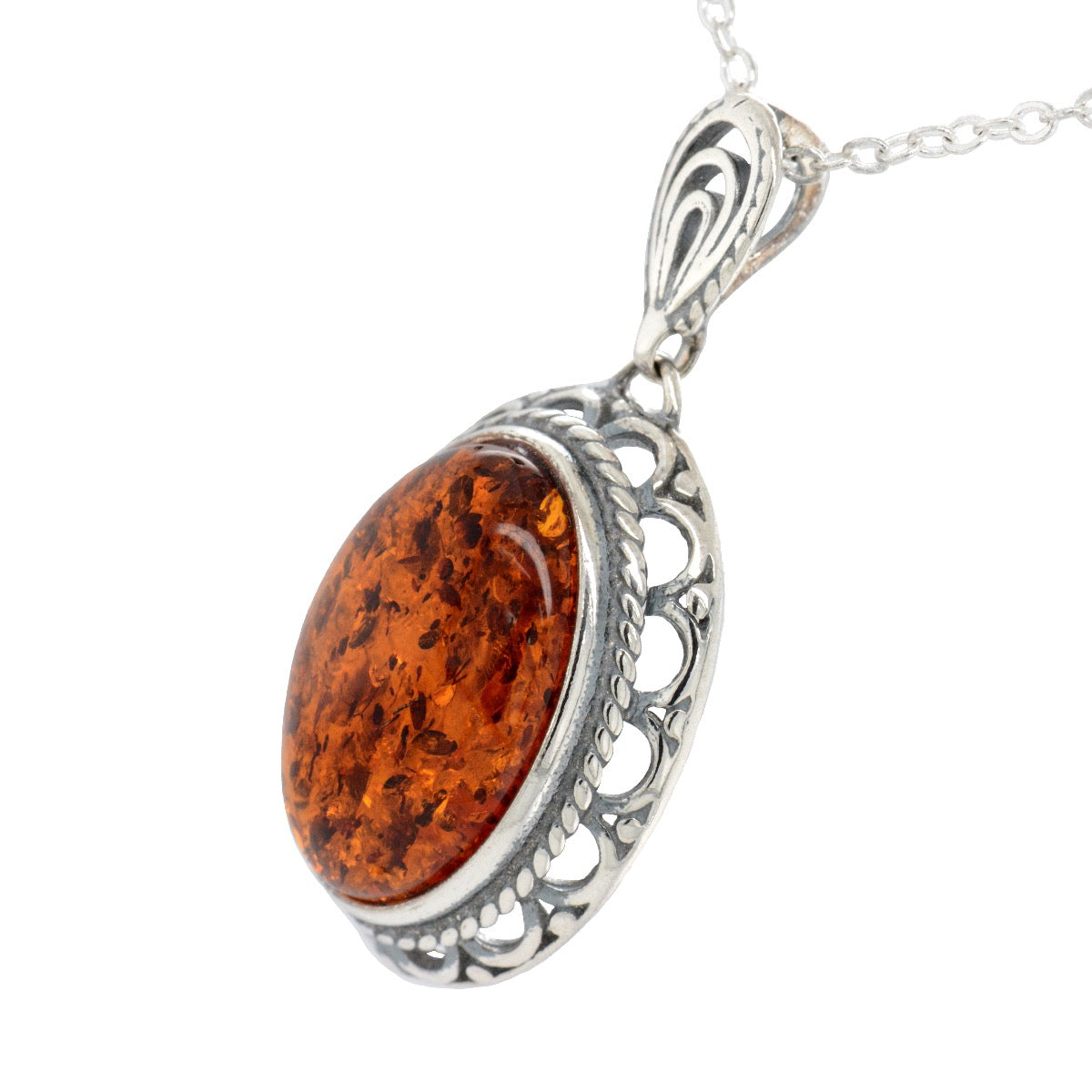 Sterling Silver Amber Pendant (SAP207)