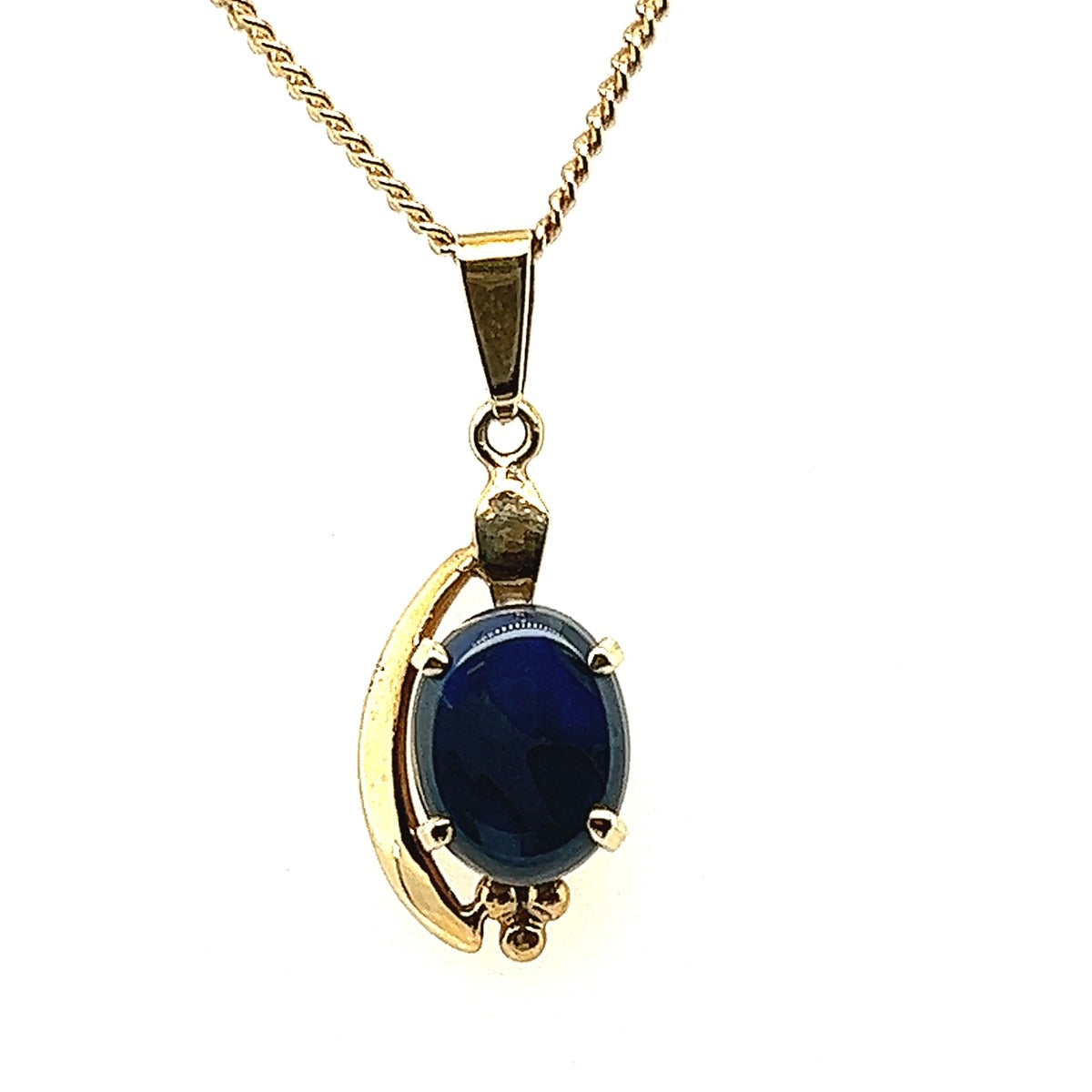 14ct Gold Black Opal Pendant (sblkp201)