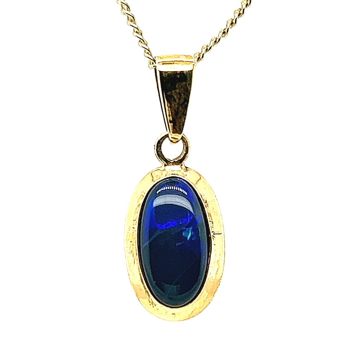 10ct Gold Solid Black Opal Pendant (sblkp203)