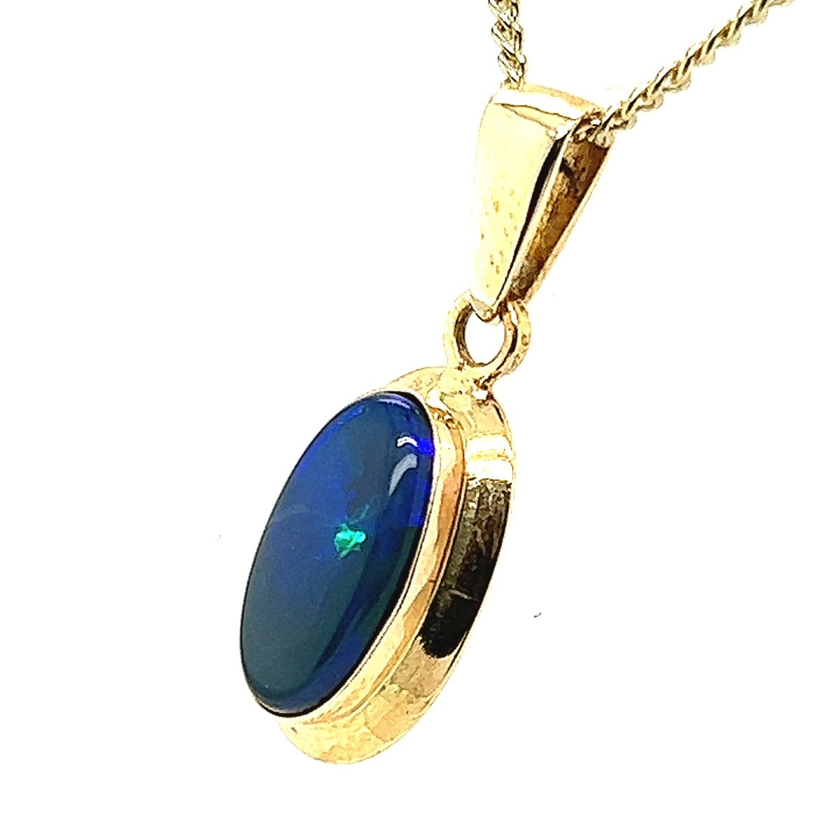 10ct Gold Solid Black Opal Pendant (sblkp203)