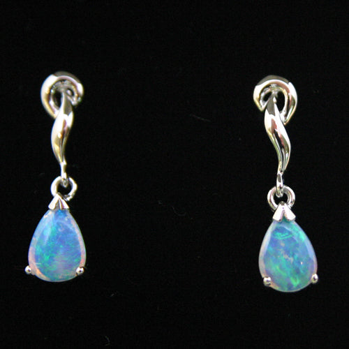 18ct gold solid opal claw set  drop earrings