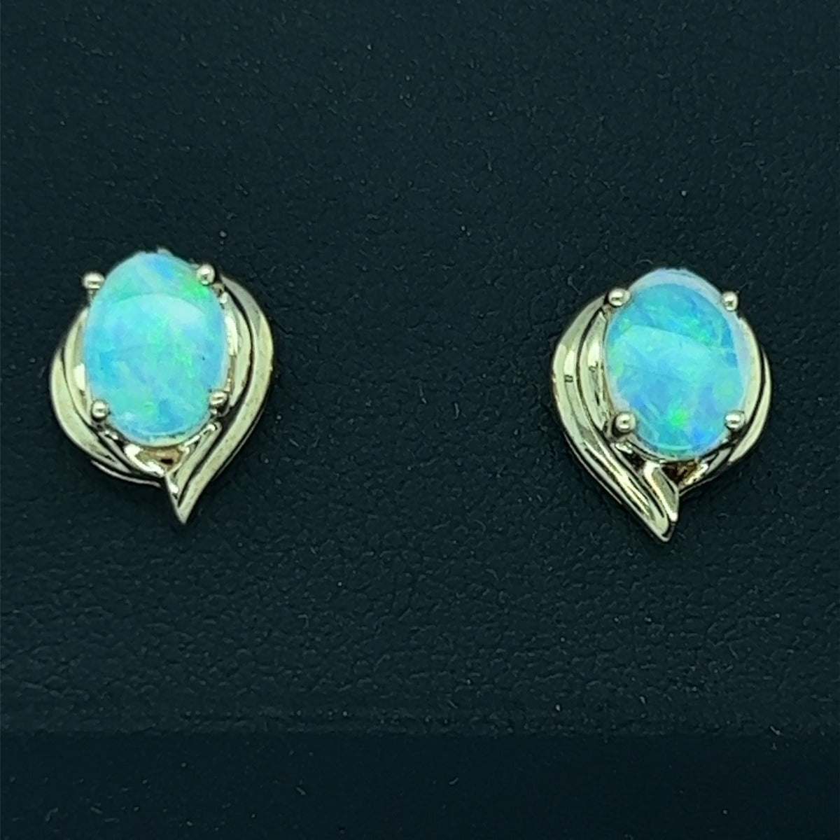 14ct Gold Solid Opal Earrings (se412)