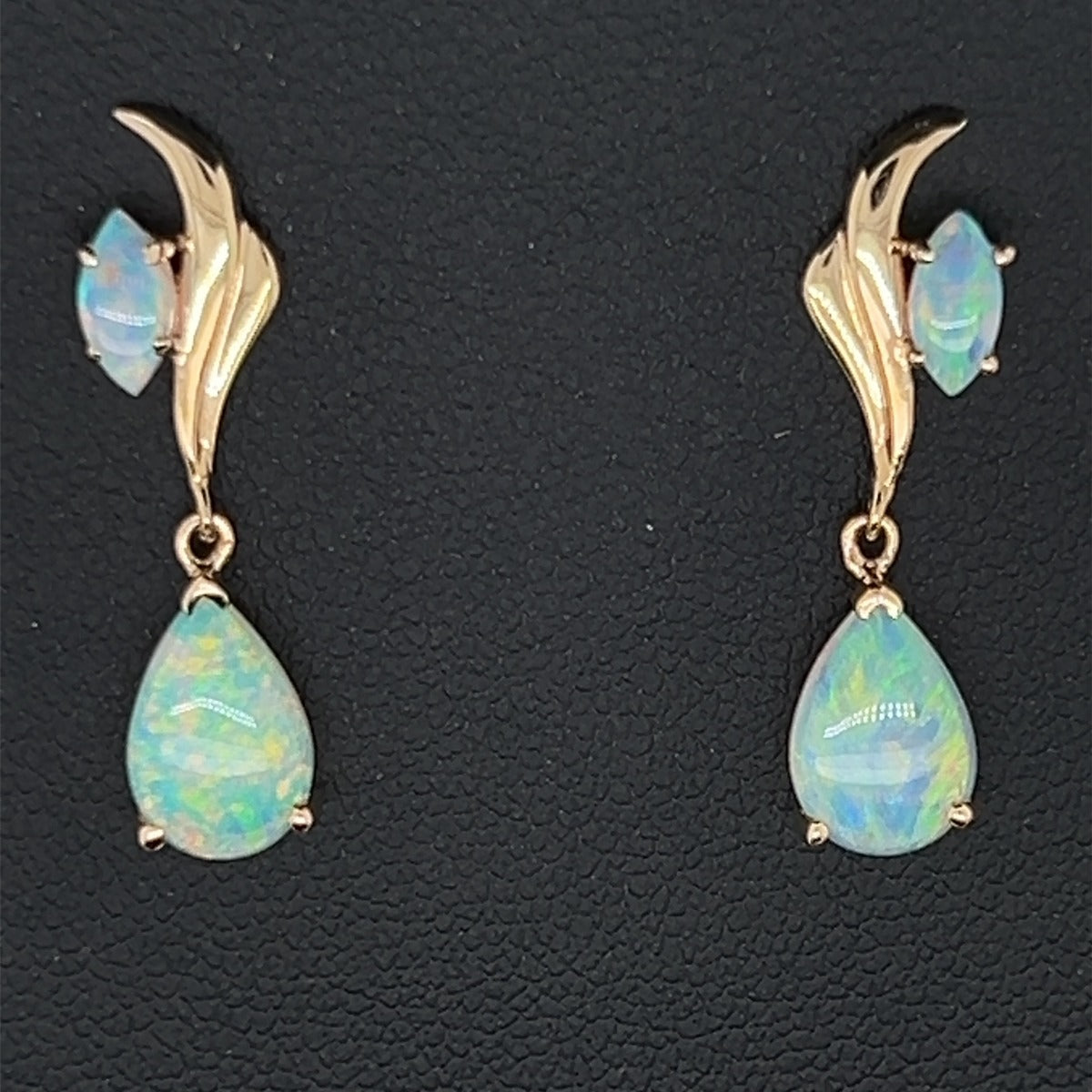 14ct Gold Solid Opal Earrings (se456)