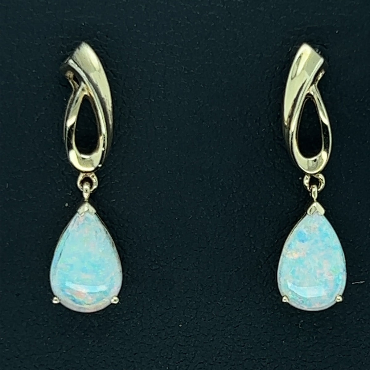 14ct Yellow Gold Solid Opal Earrings (se421)