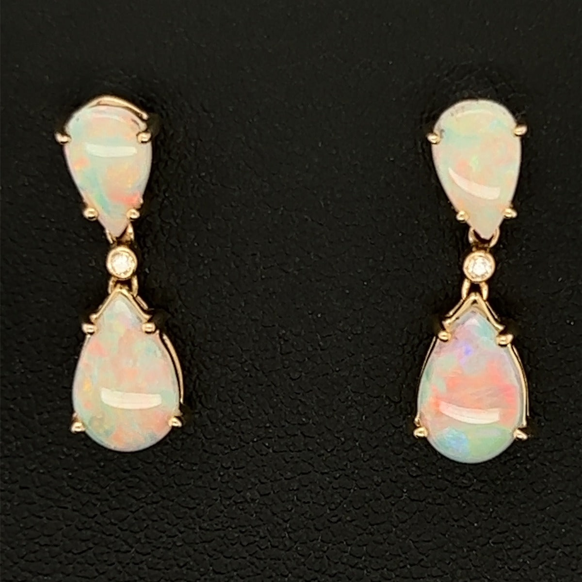 14ct Yellow Gold Solid Opal Earrings (se420)