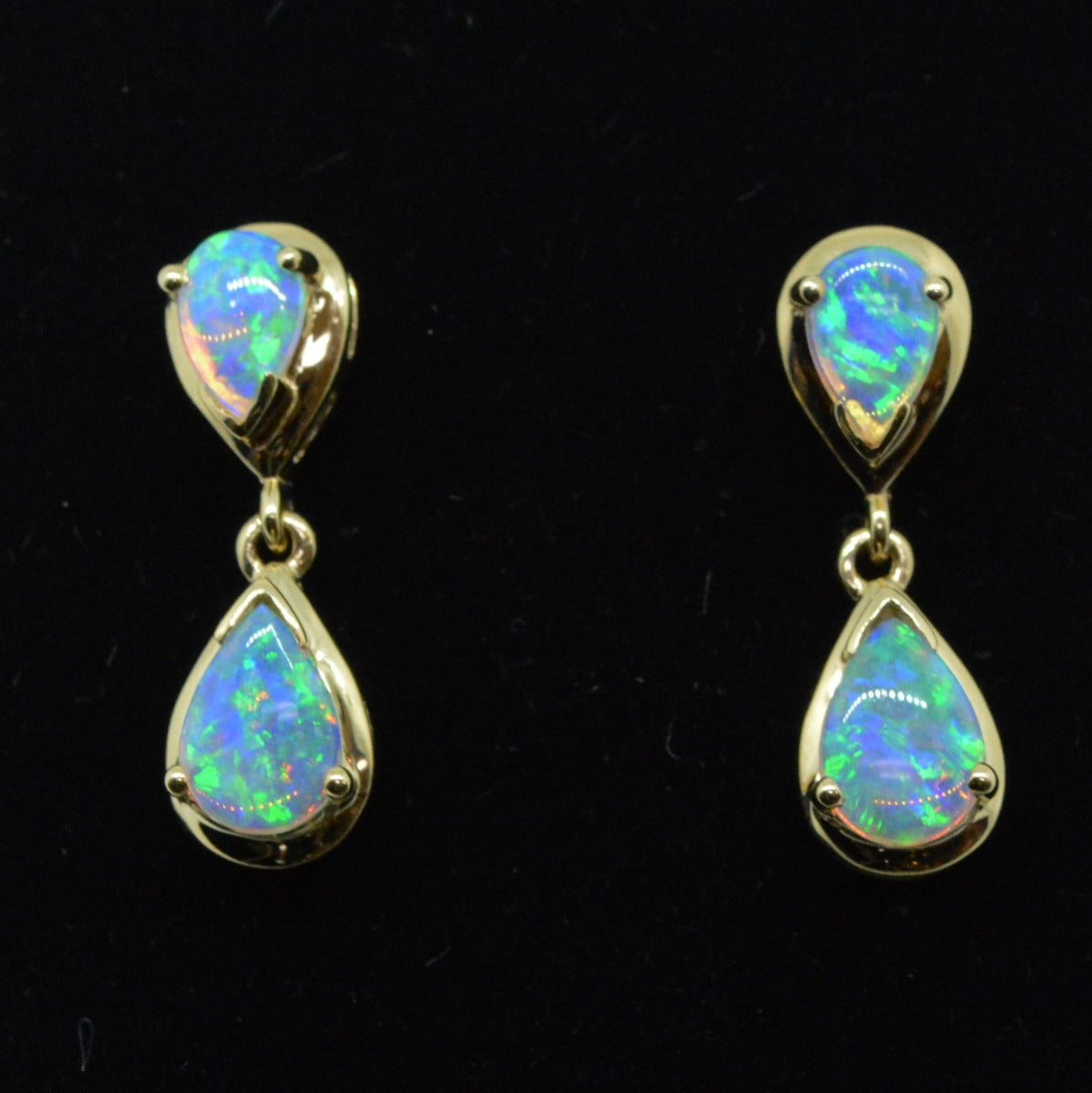 14ct  Yellow Gold Solid Opal Earrings (se5474)